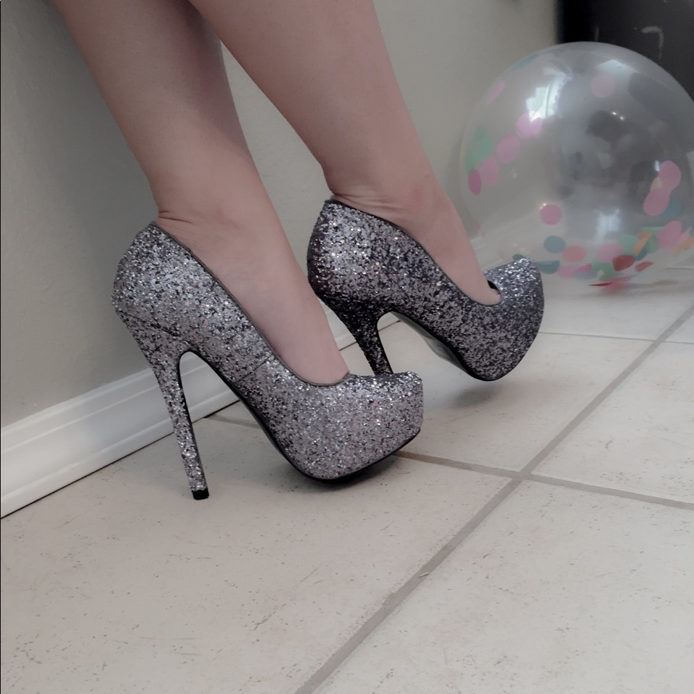 Blue sparkle heels